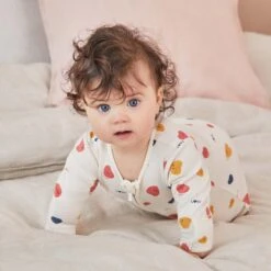 Heart Print Clever Zip Baby Pajamas -Baby Clothing Shop 0035 HEART PRINT CLEVER ZIP SLEEPSUIT 218