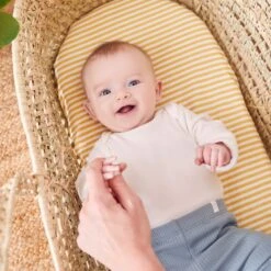 Mustard Stripe Organic Cotton Printed Bassinet Fitted Sheet -Baby Clothing Shop 07 MosesBasket Baby 276 web 7022365f 8329 4318 8c80 a1ee7587dda2