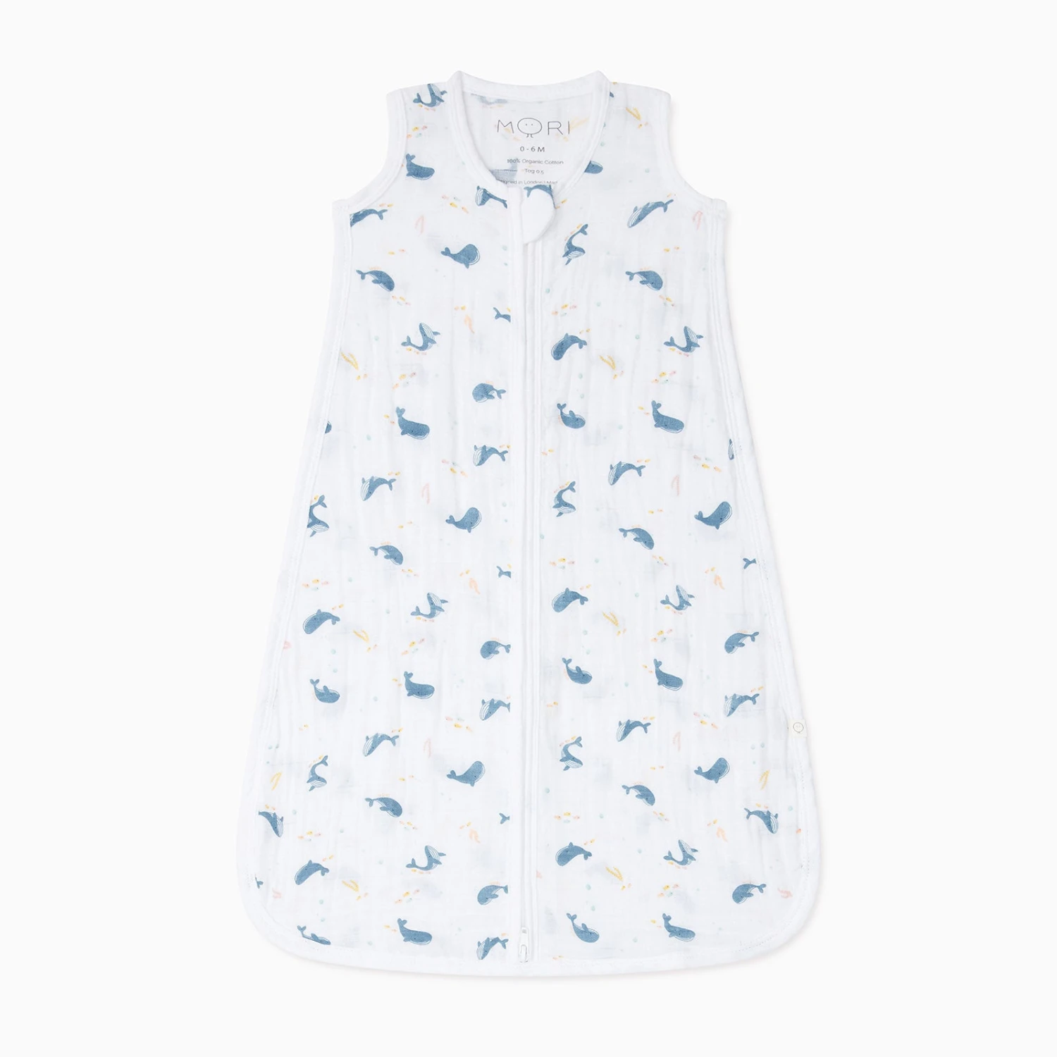 Whale Print Muslin Front Opening Sleep Sack 0.5 TOG 3 Whale Print Muslin Front Opening Sleep Sack 0.5 TOG
