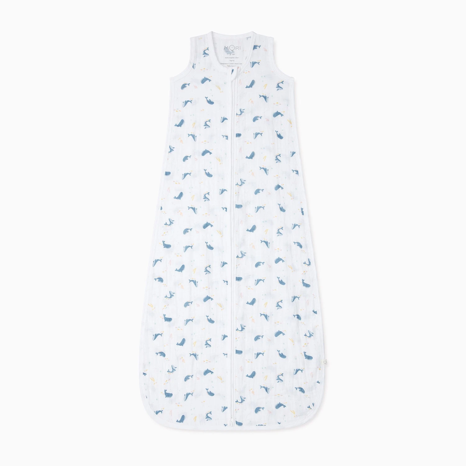 Whale Print Muslin Front Opening Sleep Sack 0.5 TOG 5 Whale Print Muslin Front Opening Sleep Sack 0.5 TOG - Image 3