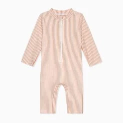 Stripe Seersucker One-Piece Rashguard 16 Stripe Seersucker One-Piece Rashguard -Baby Clothing Shop BS310PE PeachStripedSeersuckerOnePieceRashVest