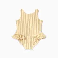 Seersucker Mustard Stripe Frill Swimsuit