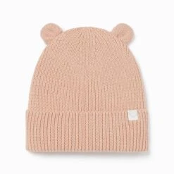 Bear Knitted Beanie Hat -Baby Clothing Shop Bear Knitted Beanie Hat Blush 01