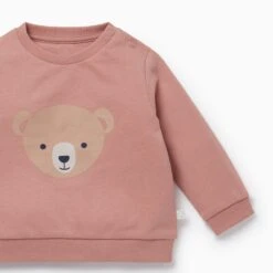 Bear Print Sweater -Baby Clothing Shop Bear Print Sweatshirt Blush detail
