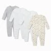 Bear Print Zip-Up Romper 4 Pack 1 Bear Print Zip-Up Romper 4 Pack -Baby Clothing Shop Bear Print Zip Up Sleepsuit 4 Pack footless