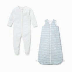 Sea Stripe Front Opening Bedtime Set 1.5 TOG -Baby Clothing Shop Blue Stripe Front Opening Bedtime Set 1.5 TOG Ocean sleepwear 6 9m