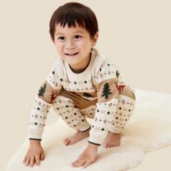 Fair Isle Knitted Sweater -Baby Clothing Shop CHRISTMASKNITTEDJUMPERANDJOGGERS CREAM 3827