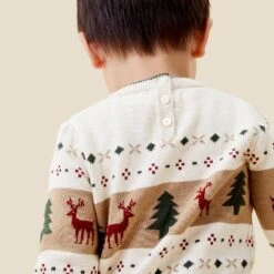 Fair Isle Knitted Sweater -Baby Clothing Shop CHRISTMASKNITTEDJUMPERANDJOGGERS CREAM 3848