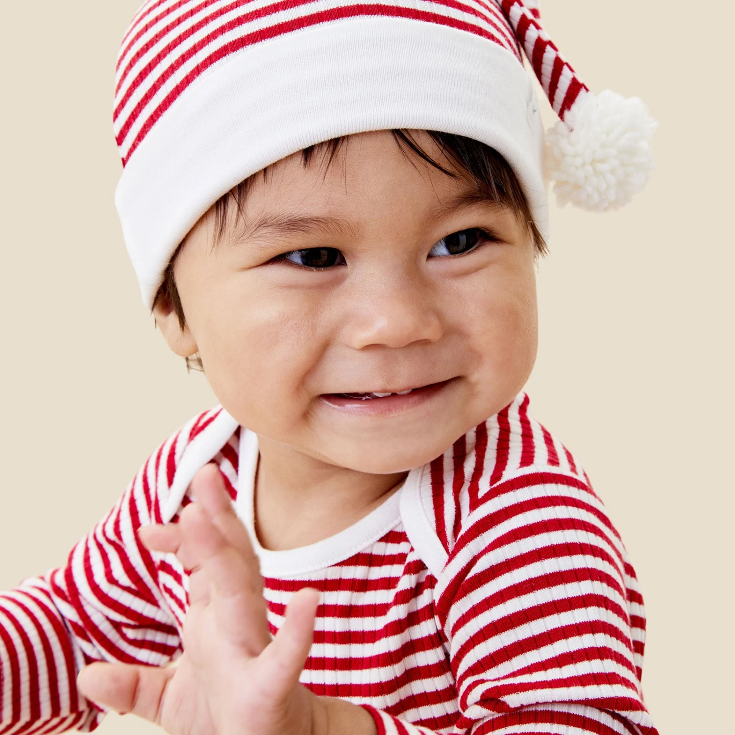 Ruby Striped Bodysuit, Santa Joggers & Elf Hat 6 Ruby Striped Bodysuit, Santa Joggers & Elf Hat - Image 4