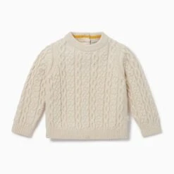 Mustard Cable Knit Sweater -Baby Clothing Shop Cable Knit Jumper Oatmeal 01