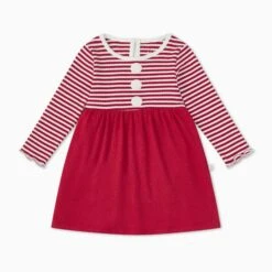 Ruby Stripe Ribbed Dress -Baby Clothing Shop ChristmasBodysuitDress 3 6 A