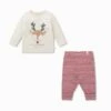 Reindeer Slogan Tee & Ribbed Leggings Outfit -Baby Clothing Shop Christmas Daywear ReindeerSloganT Shirt RibbedLeggings