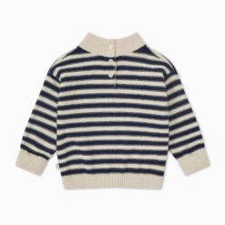 Chunky Knit Striped Sweater 26 Chunky Knit Striped Sweater -Baby Clothing Shop ChunkyKnitStripedHighNeckJumper Oatmeal Nacy 3 6 BACK