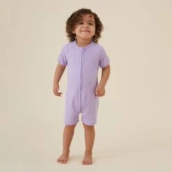 Lilac Ribbed Zip Summer Pajamas -Baby Clothing Shop Copy of Lilac Ribbed Zip Summer Sleepsuit IVY 0203 copy