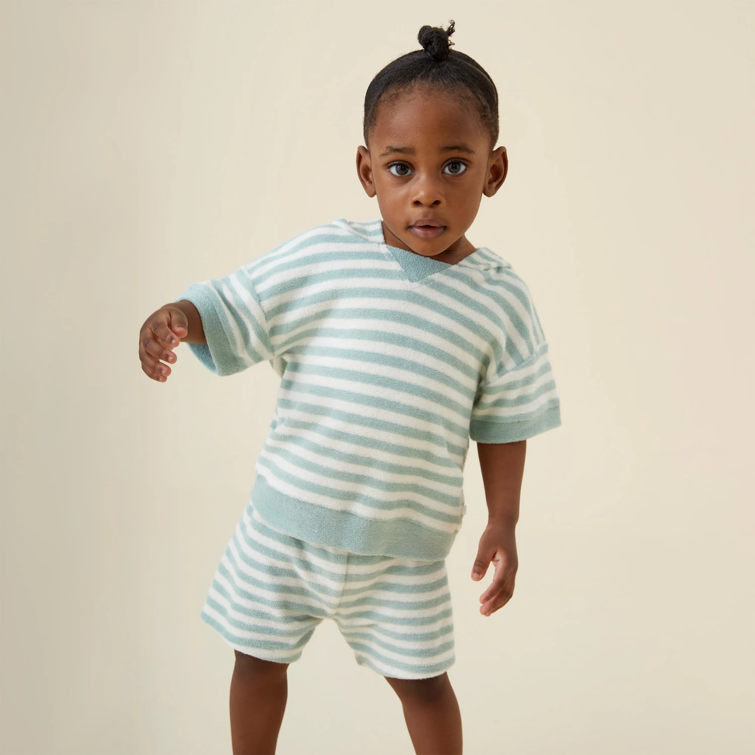 Striped Terry Towelling Oversized Hoodie & Shorts Outfit 5 Striped Terry Towelling Oversized Hoodie & Shorts Outfit - Image 3