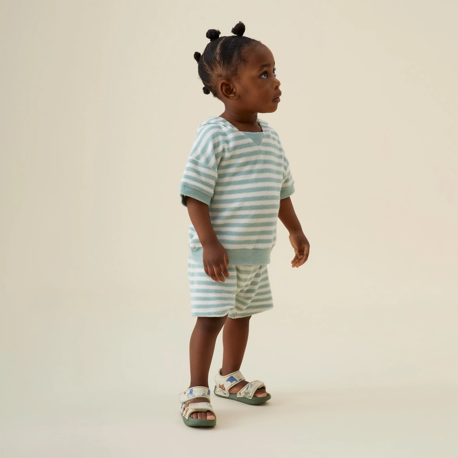 Striped Terry Towelling Oversized Hoodie & Shorts Outfit 9 Striped Terry Towelling Oversized Hoodie & Shorts Outfit - Image 7