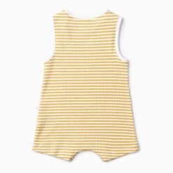 Mustard Stripe Ribbed Beach Romper -Baby Clothing Shop CopyofRibbed Mustard Romper BK