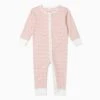 Pink Stripe Ribbed Clever Zip Snug Fit Pajamas 2 Pink Stripe Ribbed Clever Zip Snug Fit Pajamas -Baby Clothing Shop CoralStripeRibbedCleverZipSleepsuit Footless FR
