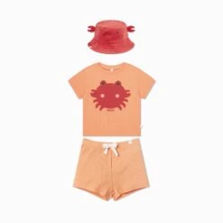 Crab Ribbed Tee, Shorts & Hat 5 Crab Ribbed Tee, Shorts & Hat -Baby Clothing Shop CrabRibbedShortSleeveOutfitwithhat 2 3y