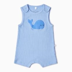 Whale Ribbed Beach Romper