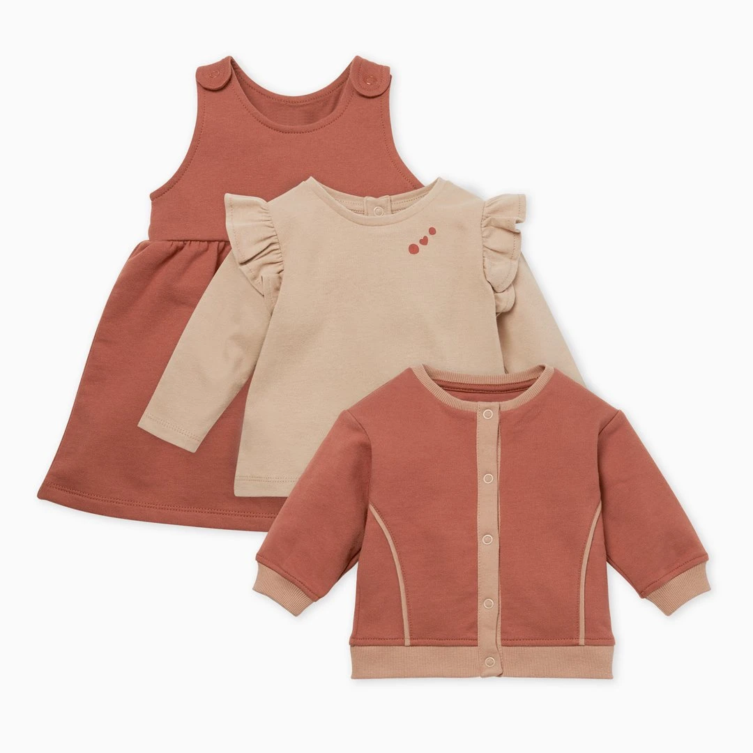 Terracotta & Caramel Dress, Ruffle Tee & Cardigan Day Outfit 3 Terracotta & Caramel Dress, Ruffle Tee & Cardigan Day Outfit