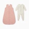 Floral & Plain Front Opening Bedtime Set 1.5 TOG 2 Floral & Plain Front Opening Bedtime Set 1.5 TOG -Baby Clothing Shop Floral Plain Front Opening Bedtime Set 1.5 TOG 0 6M