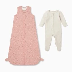 Floral & Plain Front Opening Bedtime Set 1.5 TOG -Baby Clothing Shop Floral Plain Front Opening Bedtime Set 1.5 TOG 6 9M
