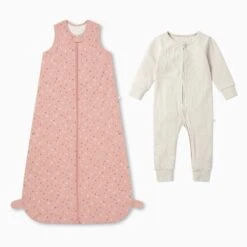 Floral & Plain Front Opening Bedtime Set 1.5 TOG -Baby Clothing Shop Floral Plain Front Opening Bedtime Set 1.5 TOG 24M