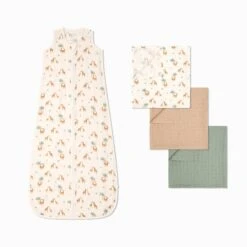 Giraffe Muslin Sleep Sack 0.5 TOG & 3 Pack Muslins Set -Baby Clothing Shop GiraffeMuslinSleepingBag0.5TOG 3PackMuslins 2 4ySet
