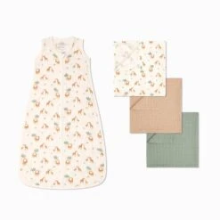 Giraffe Muslin Sleep Sack 0.5 TOG & 3 Pack Muslins Set -Baby Clothing Shop GiraffeMuslinSleepingBag0.5TOG 3PackMuslins 6 24mSet