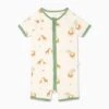 Giraffe Print Zip Summer Pajamas 1 Giraffe Print Zip Summer Pajamas -Baby Clothing Shop GiraffePrintZipSummerSleepsuit