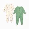 Giraffe & Ribbed Clever Zip Baby Pajamas 2 Pack -Baby Clothing Shop Giraffe RibbedCleverZipSleepsuit2Pack Giraffe Sleepwear set 2024