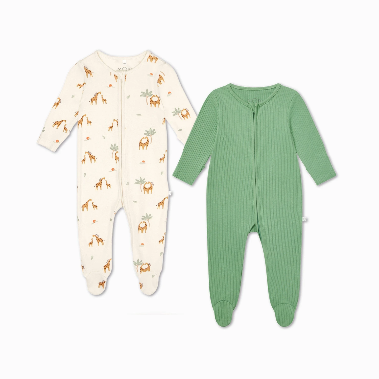 Giraffe & Ribbed Clever Zip Baby Pajamas 2 Pack 3 Giraffe & Ribbed Clever Zip Baby Pajamas 2 Pack