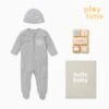 Baby Milestone & Clever Zip Baby Pajamas Gift Set -Baby Clothing Shop Grey Baby Milestone Clever Zip Sleepsuit Gift Set