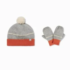 Knitted Beanie Hat & Mittens Set 5 Knitted Beanie Hat & Mittens Set -Baby Clothing Shop Grey Knitwear Hat Mittens