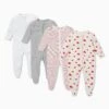 Hearts Clever Zip Baby Pajamas 4 Pack 2 Hearts Clever Zip Baby Pajamas 4 Pack -Baby Clothing Shop Hearts Clever Zip Sleepsuit 4 Pack