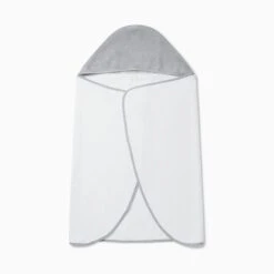 Hooded Kids Bath Towel -Baby Clothing Shop Hooded toddler bath towel grey and white front