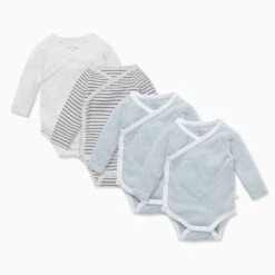 Long Sleeve Kimono Bodysuit 4 Pack 10 Long Sleeve Kimono Bodysuit 4 Pack -Baby Clothing Shop Kimono Bodysuit 4pack blue