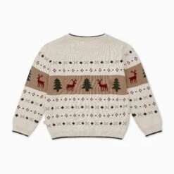 Fair Isle Knitted Sweater -Baby Clothing Shop KnittedReindeerJumper 3 4y BACK