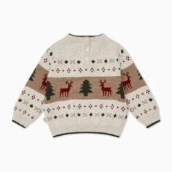 Fair Isle Knitted Sweater -Baby Clothing Shop KnittedReindeerJumper 3 6 BACK