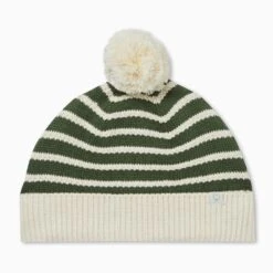 Knitted Striped Beanie -Baby Clothing Shop KnittedStripedBeanie Thyme FRONT
