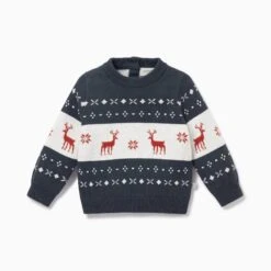 Knitted Reindeer Sweater & Joggers Outfit -Baby Clothing Shop Knitted Reindeer Jumper 01