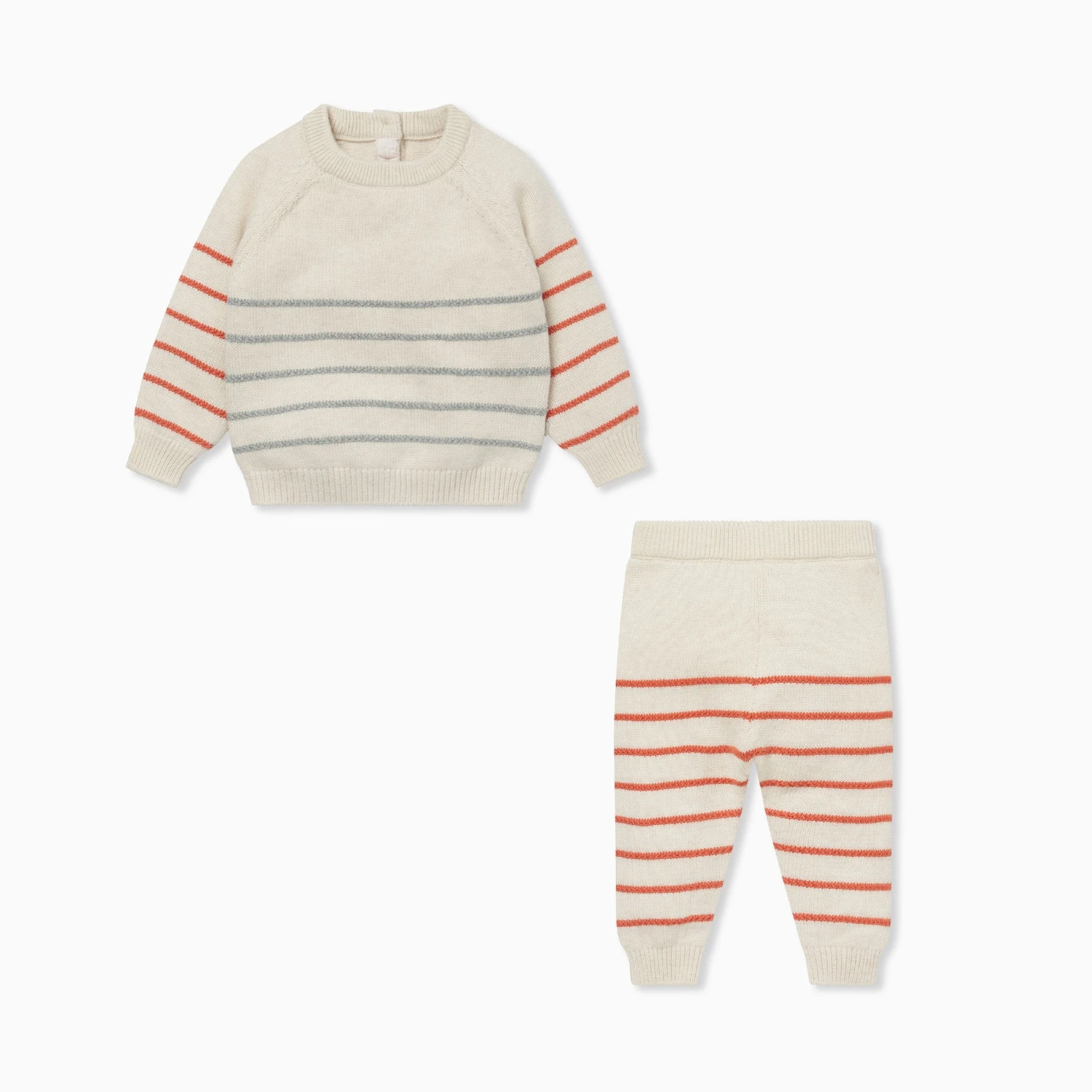 Knitted Striped Oat Sweater & Joggers Outfit 3 Knitted Striped Oat Sweater & Joggers Outfit