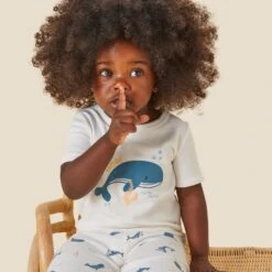 Whale Short Sleeve Pajama Set -Baby Clothing Shop LE099OC Whale Short Sleeve Pyjamas 3011