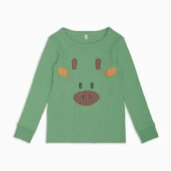 Giraffe Face Ribbed Pajama Set -Baby Clothing Shop LE153KG Giraffe Face Ribbed Pyjamas Top 2 3y