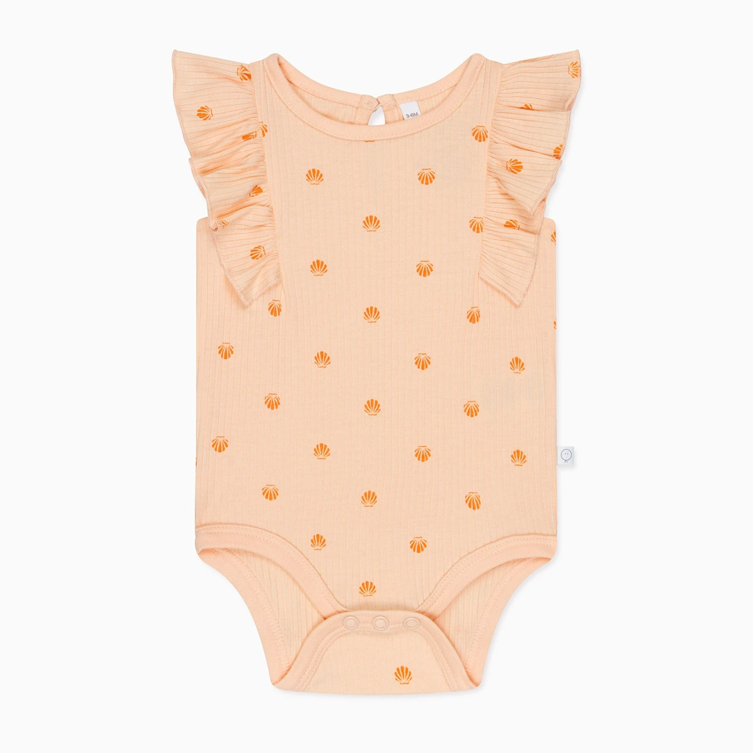 Shell Print Ribbed Frilled Bodysuit 3 Shell Print Ribbed Frilled Bodysuit