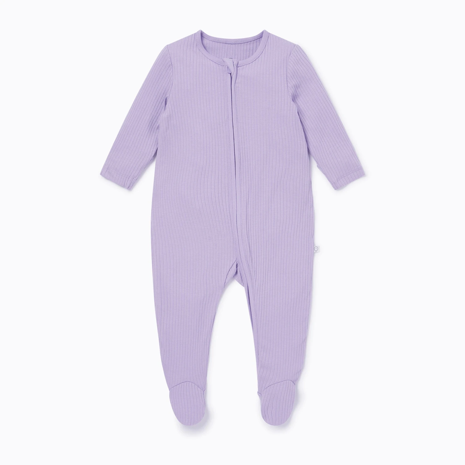Lilac Ribbed Clever Zip Footed Baby Pajamas 4 Lilac Ribbed Clever Zip Footed Baby Pajamas - Image 2