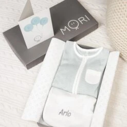 Zip Baby Pajamas & Comforter Set -Baby Clothing Shop MORI gifting images comforter sleepsuit retouched low