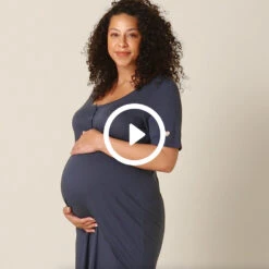 Maternity & Nursing Nightgown -Baby Clothing Shop Mama video thumbnail navy night dress