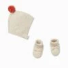 Knitted Oat Bonnet Hat & Booties Set -Baby Clothing Shop Oat Knitwear Bonnet Booties